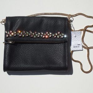 Black Purse! Faux Leather With Gold Strap!
